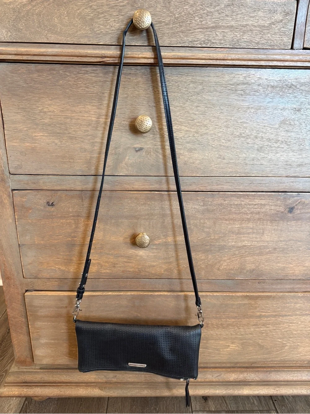 Stella & Dot Crossbody Purse - Black and Brown Leather